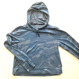 SPYDER ACTIVE Blue Camo Women Med Long Sleeve Hoodie Athletic Shirt $68